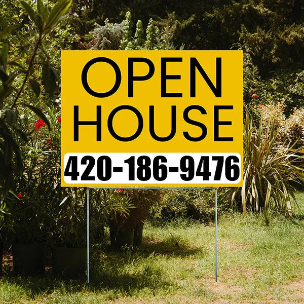 Real Estate - Open House - Plain Mustard Gold White Design YardSigns.com