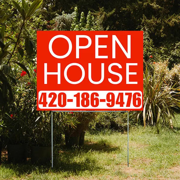 Real Estate - Open House - Simple Chili Red House Design YardSigns.com