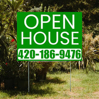 Real Estate - Open House - Plain Green White Design YardSigns.com