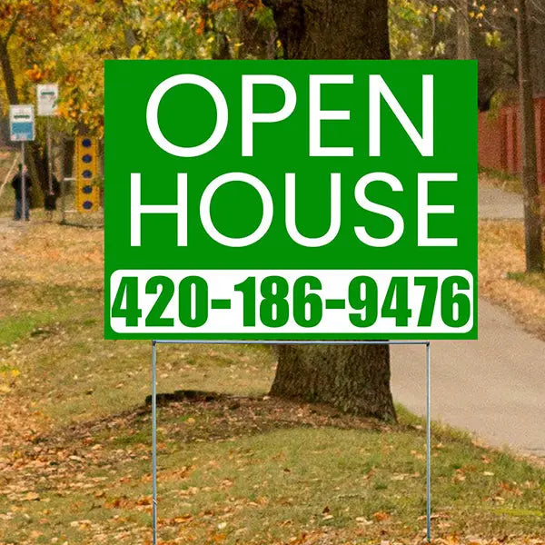 Real Estate - Open House - Simple Green House Design YardSigns.com