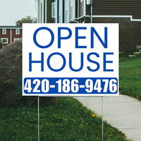 Real Estate - Open House - Simple White Blue House Design YardSigns.com