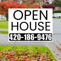 Real Estate - Open House - Plain White Black Design YardSigns.com