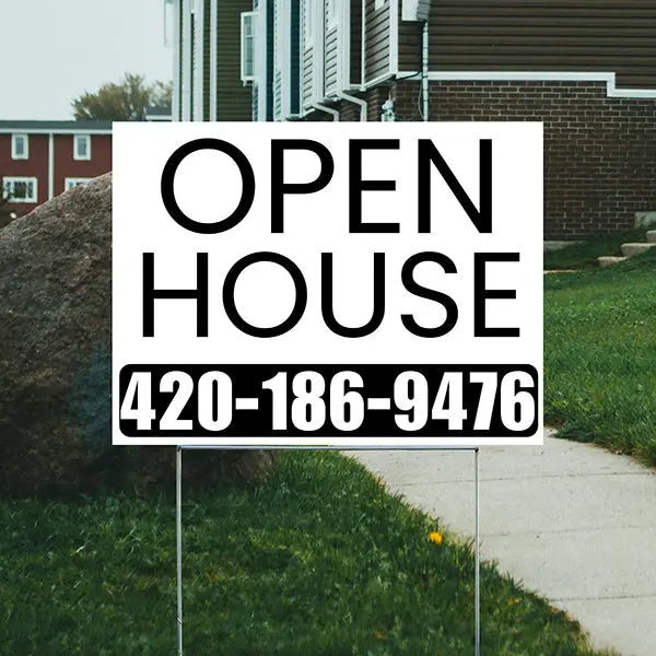 Real Estate - Open House - Simple White Black House Design YardSigns.com
