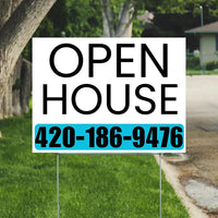 Real Estate - Open House - Simple White Aqua Blue House Design YardSigns.com