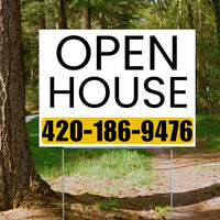 Real Estate - Open House - Plain White Mustard Gold Design YardSigns.com