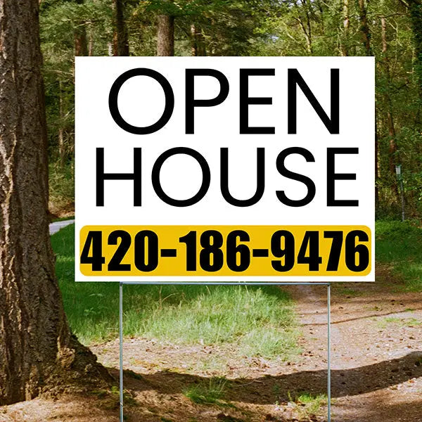 Real Estate - Open House - Plain White Mustard Gold Design YardSigns.com