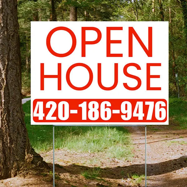 Real Estate - Open House - Plain White Chili Red Design YardSigns.com