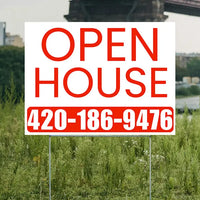 Real Estate - Open House - Simple White Chili Red House Design YardSigns.com