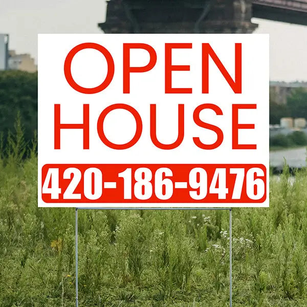 Real Estate - Open House - Plain White Chili Red Design YardSigns.com
