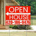 Real Estate - Open House - Plain Chili Red White - Left Arrow Design YardSigns.com