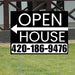 Real Estate - Open House - Plain Black White - Left Arrow Design YardSigns.com