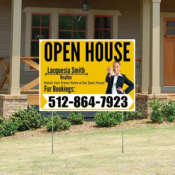 Real Estate - Open House - Plain Realtor Mustard Gold White Design YardSigns.com