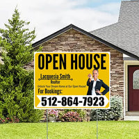 Real Estate - Open House - Plain Realtor Mustard Gold White Design YardSigns.com