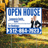 Real Estate - Open House - Plain Realtor White Blue Design YardSigns.com