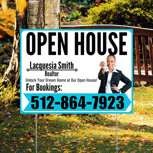 Real Estate - Open House - Plain Realtor White Aqua Blue Design