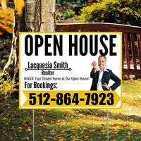 Real Estate - Open House - Plain Realtor White Mustard Gold Design YardSigns.com