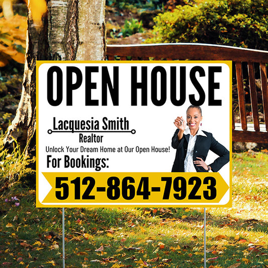 Real Estate - Open House - Plain Realtor White Mustard Gold Design