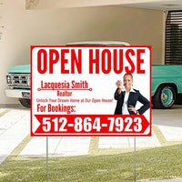 Real Estate - Open House - Plain Realtor White Chili Red Design YardSigns.com