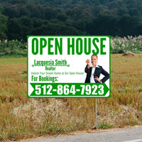 Real Estate - Open House - Plain Realtor White Green Design YardSigns.com