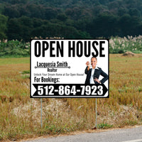 Real Estate - Open House - Plain Realtor White Black Design YardSigns.com