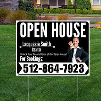 Real Estate - Open House - Plain Realtor Black White Design YardSigns.com