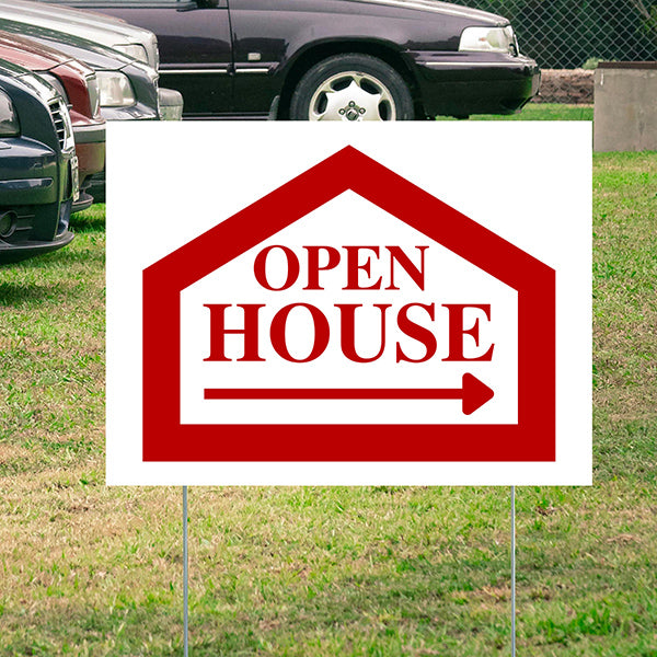 Real Estate - Open House - Simple White Chili Red House Design - YardSigns.com