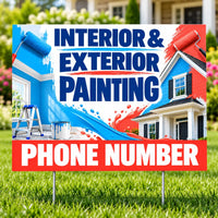 Painters Sign - Interior and Exterior Painting - Blue YardSigns.com
