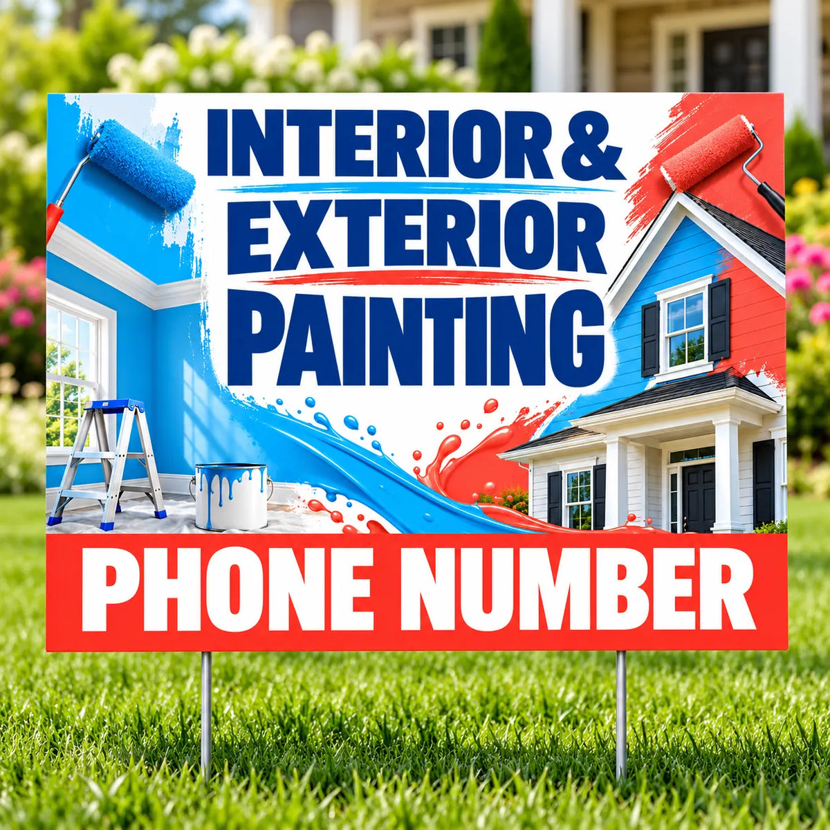 Painters Sign - Interior and Exterior Painting - Blue YardSigns.com