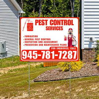 Pest Control Services - Fumigation, General Pest Control, Inspection and Assessment, Prevention and Maintenance Plans - Plain Chili Red White Design - YardSigns.com