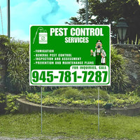 Pest Control Services - Fumigation, General Pest Control, Inspection and Assessment, Prevention and Maintenance Plans - Plain White Green Design - YardSigns.com