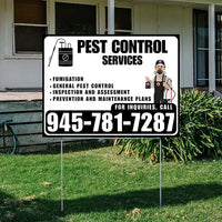 Pest Control Services - Fumigation, General Pest Control, Inspection and Assessment, Prevention and Maintenance Plans - Plain Black White Design - YardSigns.com