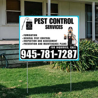 Pest Control Services - Fumigation, General Pest Control, Inspection and Assessment, Prevention and Maintenance Plans - Plain Aqua Blue White Design - YardSigns.com
