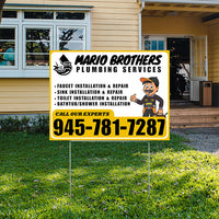 Plumbing Services - Faucet, Sink, Toilet, Bath tub and Shower Installation Repair - Logo - Plain Mustard Gold White Design - YardSigns.com