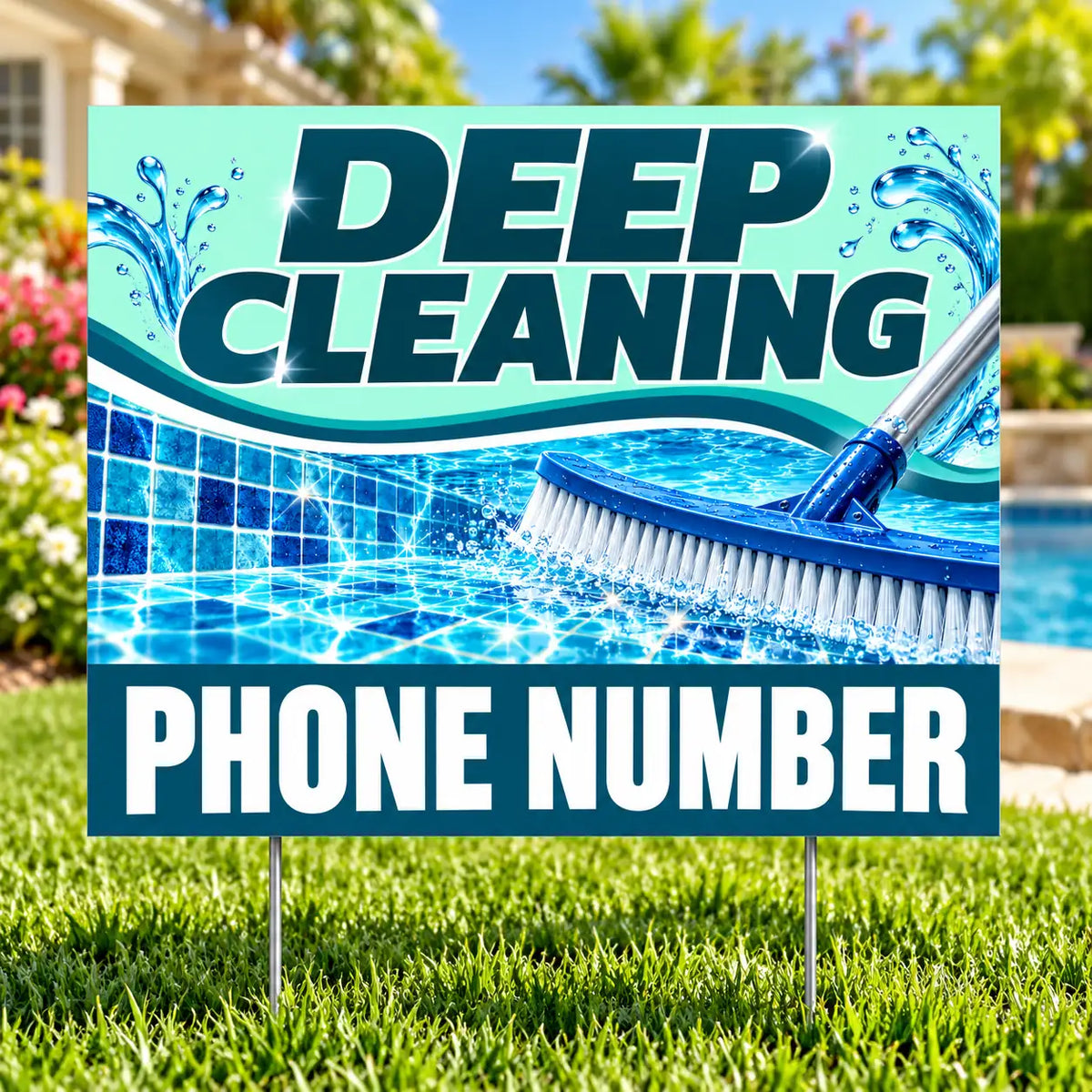 Pool Cleaners - Deep Cleaning - Teal YardSigns.com