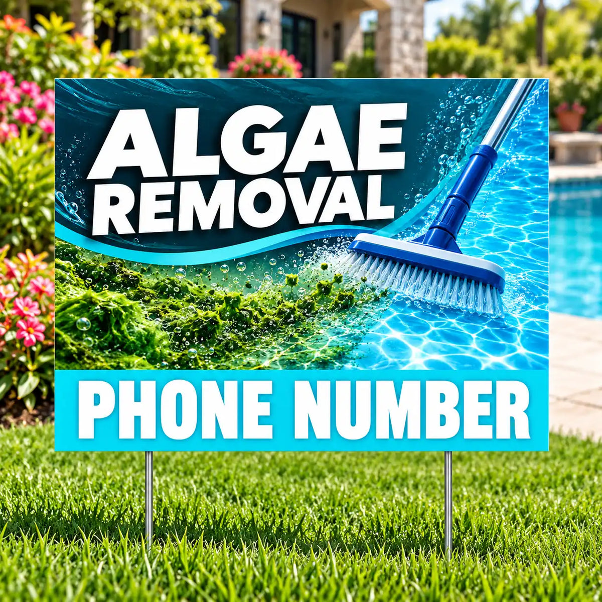Pool Cleaners - Algae Removal - Teal YardSigns.com