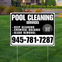Pool Cleaners - Deep Cleaning Chemical balance Algae Removal with Logo - White Black Design YardSigns.com