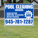 Pool Cleaners - Sanitation Routine Cleaning Maintenance with Price Tag - Aqua Blue White Design YardSigns.com