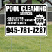 Pool Cleaners - Sanitation Routine Cleaning Maintenance with Price Tag - Black White Design YardSigns.com
