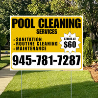 Pool Cleaners - Sanitation Routine Cleaning Maintenance with Price Tag - Mustard Gold White Design YardSigns.com