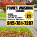 Power Washing - Decks, Sidewalks, Siding, Gutter Cleaning and Exteriors with Price Tag - Plain Mustard Gold White Design YardSigns.com