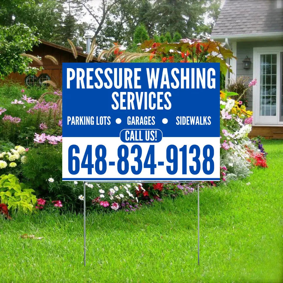 Pressure Washing - Plain Blue White Design YardSigns.com