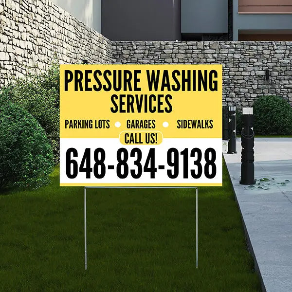 Pressure Washing - Plain Mustard Yellow White Design YardSigns.com