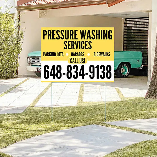 Pressure Washing - Plain Mustard Yellow White Design YardSigns.com