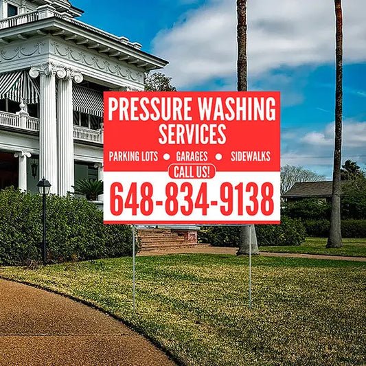 Pressure Washing - Plain Red White Design YardSigns.com