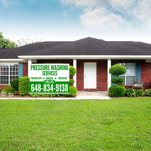 Pressure Washing - Plain White Green Design - YardSigns.com