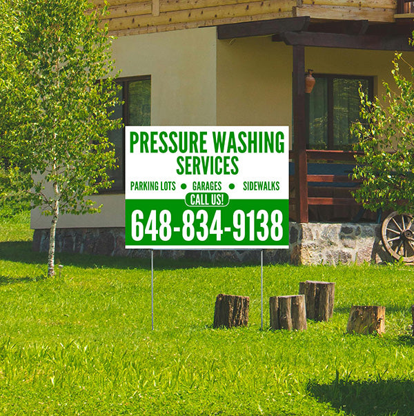 Pressure Washing - Plain White Green Design - YardSigns.com