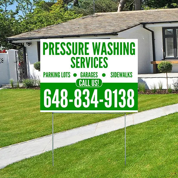 Pressure Washing - Plain White Green Design YardSigns.com