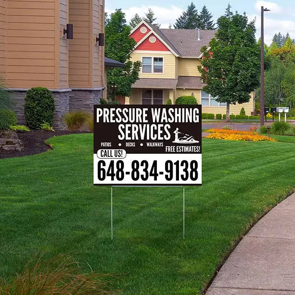 Pressure Washing - Plain Black White Design with Logo YardSigns.com
