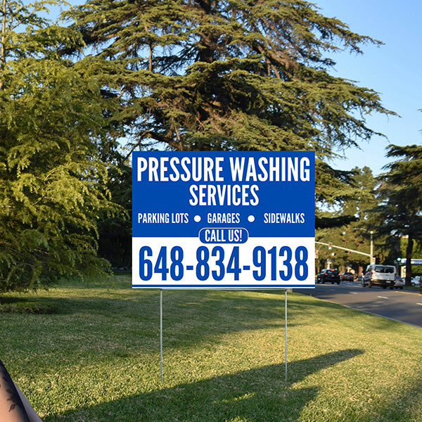 Pressure Washing - Plain Blue White Design - YardSigns.com