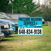 Pressure Washing - Plain Aqua Blue White Design with Logo YardSigns.com